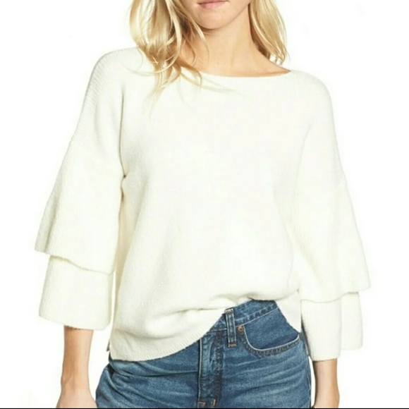 Madewell Sweaters - Madewel Ivory Tier-Sleeve Pullover Sweater